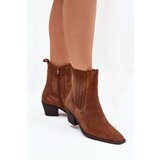 Boto Suede Women's Ankle Boots On Heels Insulated Camel Arelia | Shoptok.si