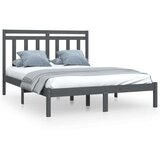  Posteljni okvir siv iz trdnega lesa 135x190 cm 4FT6, (20647588) | Shoptok.si