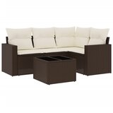 5-dijelni set vrtnih sofa s jastucima poliratan smeđi | shoptok.hr