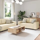  Dvodijelni set sofa s jastucima krem tkanina - Krema 1 | shoptok.hr