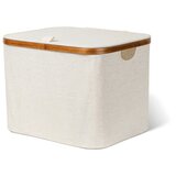 Bigso Kremno bela tekstilna škatla za shranjevanje s pokrovom 40,5x33x30 cm Bamboo/Linen – Cene