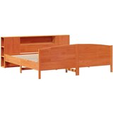  Knjižna postelja brez vzmetnice vošč. rjava 200x200 cm borovina, (21610119) | Shoptok.si