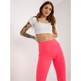 Fashion Hunters Basic fluo pink ribbed cotton leggings