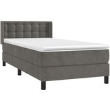 Box spring krevet s madracem tamnosivi 90x200 cm baršunasti | shoptok.hr