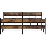 Metalni Kovinski posteljni okvir brez vzmetnice dimljen hrast 183x213cm | Shoptok.si