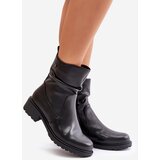 VINCEZA Leather Women's Ankle Boots Insulated With Gathering Black 66714 | ePonuda.com