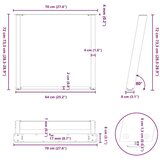  Noge za blagovaonski stol U-oblik 2 kom Prirodni čelik 70 x (72-73) cm Čelik - Prirodna 70 x (72-73) cm 1 | shoptok.hr