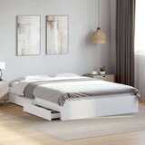  Posteljni okvir s predali bel 160x200 cm inženirski les | Shoptok.si