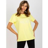 Fashion Hunters Yellow and white cotton t-shirt with an inscription Cene