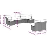  9-dijelni set vrtnih sofa s jastucima crni od poliratana | shoptok.hr