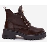 Boto Warm Lined Women's Ankle Boots with Golden Detail Chocolate Kavirae | shoptok.hr