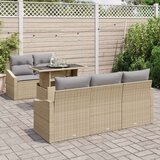  Set vrtnega kavča Set 6 Bež Ratan Zunanji kavč Pravokoten, (22065147) | Shoptok.si
