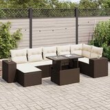 Maison Chic Seti vrtnega pohištva - Vrtna garnitura - Vrtni pohištvo set 8-delna z blazinami rjav poli ratan, (21800123) | Shoptok.si