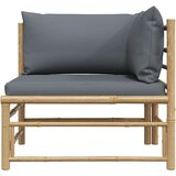  Kutna vrtna sofa od bambusa s tamnosivim jastucima | shoptok.hr