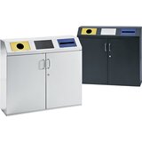 eurokraft pro Omara za zbiranje surovin, prostornina 2 x 50 l, svetlo siva RAL 7035 | Shoptok.si