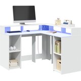  Radni stol s LED svjetlima bijeli 130 x 130 x 91 cm drveni | Eponuda.com