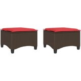 vidaXL Vrtni tabure s jastucima 2 kom smeđi 55x55x36 cm poliratan - Smeđa 1 Cijene