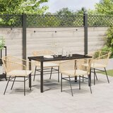vidaXL 5 Delni Vrtni Jedilni Set z Blazinami Rjava Poli Ratan | Shoptok.si