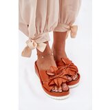 ARTIKER Ladies Leather Wedge Sandals With Decorative Flower Cene