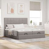 vidaXL Otomanski posteljni okvir z vzmetnicami taupe 200x200 cm blago | Shoptok.si