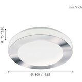 Eglo carpi plafonjera/1, Led, 11w, 950lm, ip44, prom 300, krom/bijela | shoptok.hr