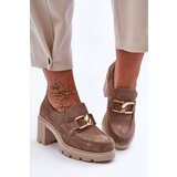 LEMAR Elegant shoes on a pillar with a golden decoration beige Harmell | Shoptok.si