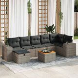 Maison Chic Seti vrtnega pohištva - Vrtna garnitura - Vrtni pohištvo set 8-delna z blazinami siv poli ratan, (21807849) | Shoptok.si