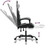  Gaming stol z oporo za noge črno in belo umetno usnje, (21378260) | Shoptok.si
