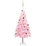 vidaXL umjetno božićno drvce LED s kuglicama ružičasto 180 cm PVC | shoptok.hr