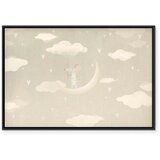  Slika - Little Conqueror - A Mouse in Heart Pajamas on the Moon Among Clouds 120x80 U crnom drvenom okviru | shoptok.hr