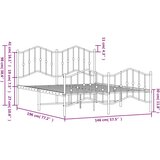 Metalni okvir kreveta uzglavlje i podnožje bijeli 140 x 190 cm | shoptok.hr