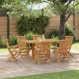  Vrtni set za objed 7 pcs Smeđa Čvrsto teak drvo | Eponuda.ba