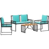  Set vanjskog namještaja 9 pcs Crna i Tirkizna poliratan | shoptok.hr
