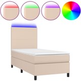 vidaXL Box spring postelja z vzmetnico LED kapučino 90x190 cm, (20897557) Cene