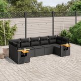 Maison Chic Seti vrtnega pohištva - Vrtna garnitura - Vrtni pohištvo set 7-delna z blazinami črn poli ratan, (21801239) | Shoptok.si