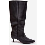Boto Women's boots with low heel lined with eco leather black Marcellia | Shoptok.si