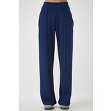  Women's Navy Blue High Waist Scuba Palazzo Trousers | shoptok.hr