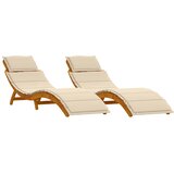  Ležaljka za sunčanje s jastukom 2 pcs Bež Čvrsto drvo akacije | shoptok.hr
