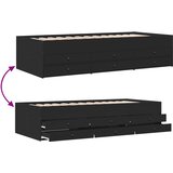  Dnevni krevet s ladicama bez madraca crni 90x200 cm | shoptok.hr