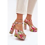 Boto Patterned Heeled Sandals And Platform Pink-Green Slaria | shoptok.hr
