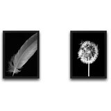 WALLXPERT Dekorativna slika u okviru (2 komada) Dandelion Feather Set | ePonuda.com