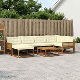  Set vanjskih sofa 7 kom. Prirodna i krem Čvrsto drvo akacije Cijene