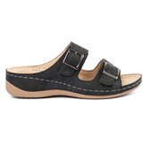 SEASTAR Low-rise wedge sandals with buckles black Cene
