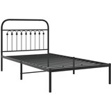  The Living Store Kovinski posteljni okvir z vzglavjem črn 100x200 cm - Posteljni Okvir, (21527686) | Shoptok.si