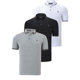 Dewberry TRIPLE SET T8586 MEN'S T-SHIRT-BLACK-WHITE-GREY Cijene