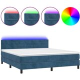 vidaXL Box spring postelja z vzmetnico LED temno modra 160x2 | Shoptok.si