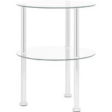  Bočni stolić s 2 razine prozirni 38 cm od kaljenog stakla | shoptok.hr