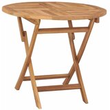  Set za vrt s 3 komada na preklapanje Prirodna Čvrsto teak drvo - Okruglo Dvosjed Bez naslona za ruke | shoptok.hr