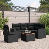  6-dijelni set vrtnih sofa s jastucima crni od poliratana | shoptok.hr