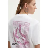 KARL LAGERFELD JEANS Bombažna kratka majica ženska, bela barva, 245J1705